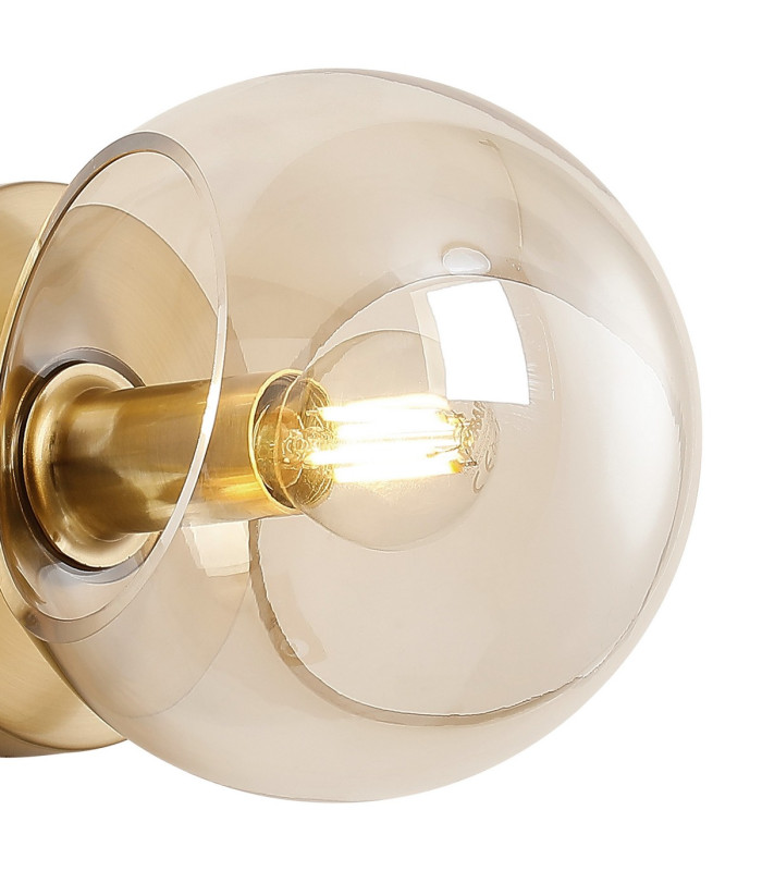 Maspeth Wall/Ceiling Light Double Cut Glass 1 x E14 Antique Gold/Cognac-5
