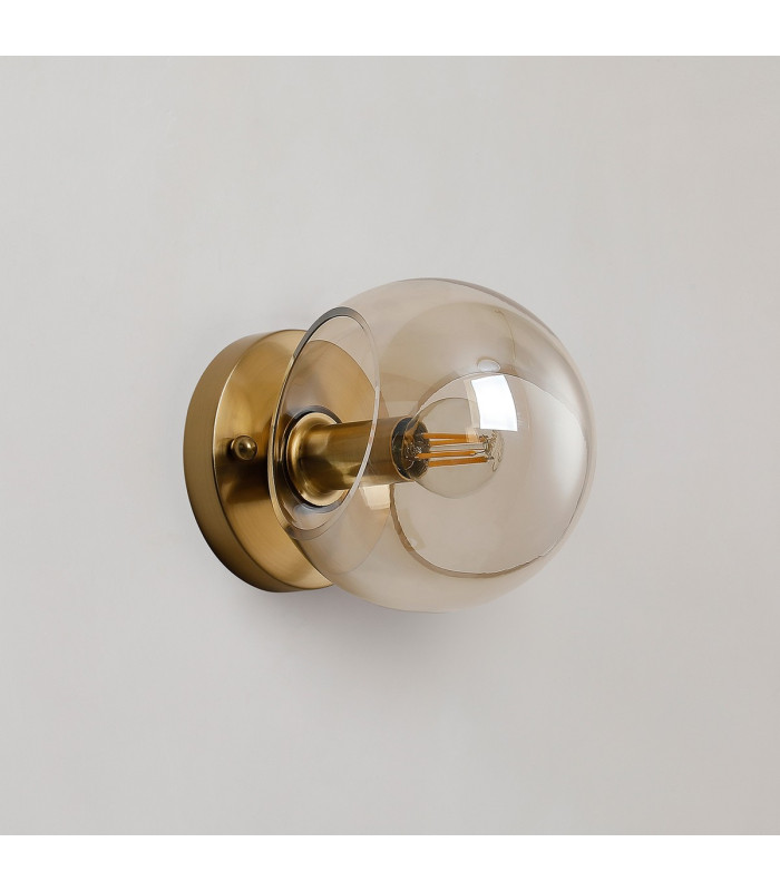 Maspeth Wall/Ceiling Light Double Cut Glass 1 x E14 Antique Gold/Cognac-7
