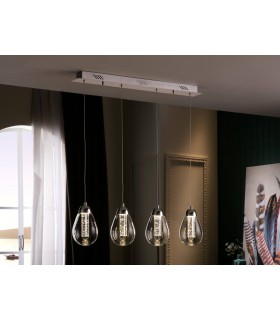 Integrated LED 4 Light Crystal Bar Ceiling Pendant Chrome - 1