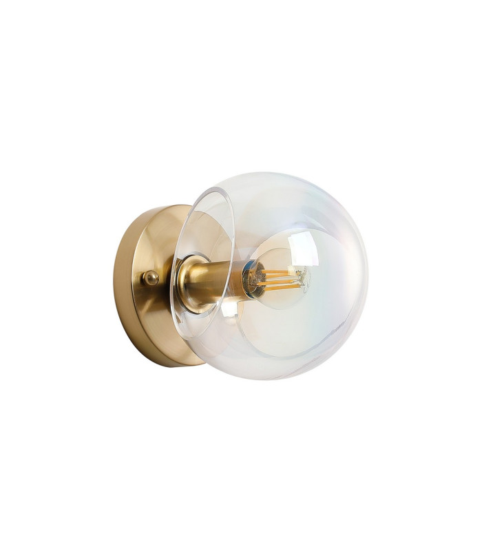 Maspeth Wall/Ceiling Light Double Cut Glass 1 x E14 Antique Gold/Iridescent-4