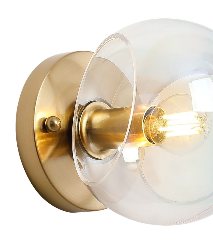 Maspeth Wall/Ceiling Light Double Cut Glass 1 x E14 Antique Gold/Iridescent-6