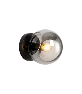 Maspeth Wall/Ceiling Light Double Cut Glass 1 x E14 Satin Black/Smoke-1