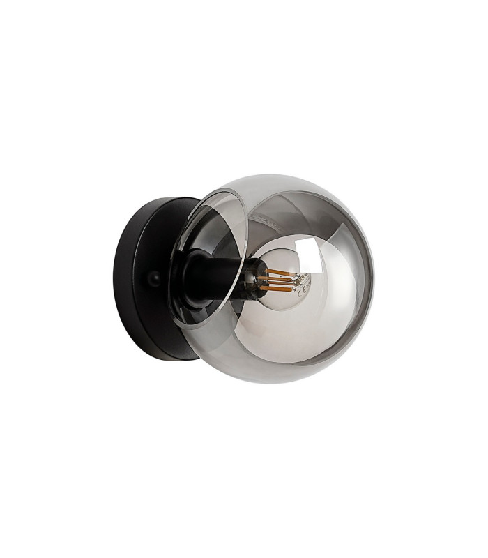 Maspeth Wall/Ceiling Light Double Cut Glass 1 x E14 Satin Black/Smoke-4