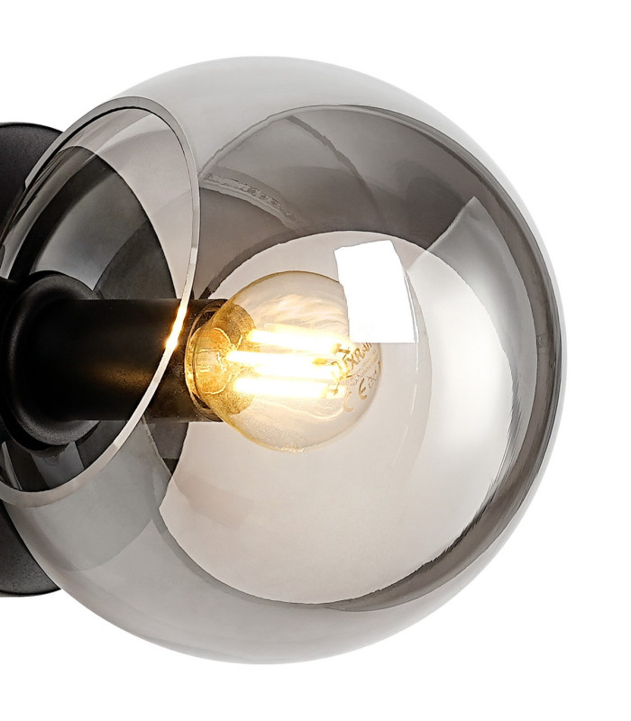 Maspeth Wall/Ceiling Light Double Cut Glass 1 x E14 Satin Black/Smoke-5