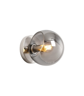 Maspeth Wall/Ceiling Light Double Cut Glass 1 x E14 Satin Nickel/Smoke-1