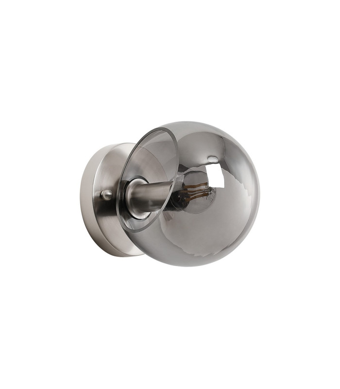 Maspeth Wall/Ceiling Light Double Cut Glass 1 x E14 Satin Nickel/Smoke-4