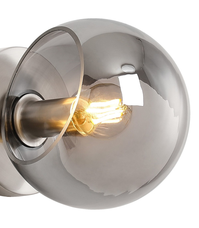Maspeth Wall/Ceiling Light Double Cut Glass 1 x E14 Satin Nickel/Smoke-5