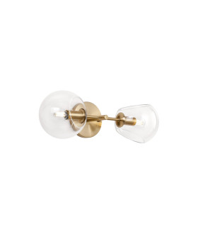 Maspeth Wall/Ceiling Light Double Cut Glass 2 x E14 Antique Gold/Clear-1