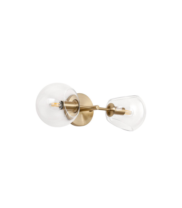 Maspeth Wall/Ceiling Light Double Cut Glass 2 x E14 Antique Gold/Clear-4