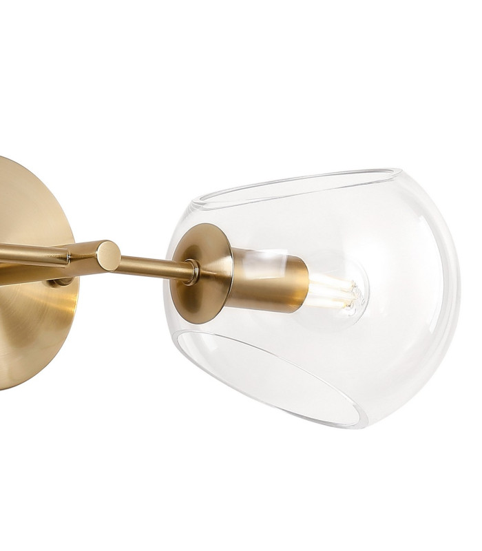 Maspeth Wall/Ceiling Light Double Cut Glass 2 x E14 Antique Gold/Clear-6