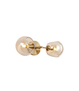 Maspeth Wall/Ceiling Light Double Cut Glass 2 x E14 Antique Gold/Cognac-1