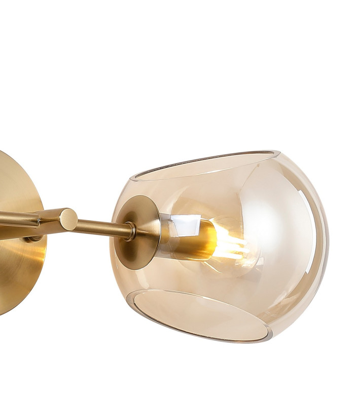 Maspeth Wall/Ceiling Light Double Cut Glass 2 x E14 Antique Gold/Cognac-6