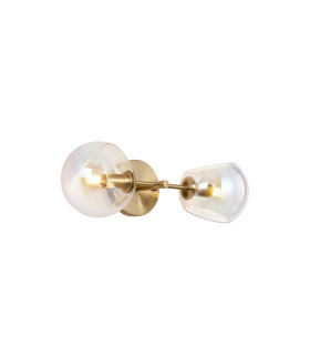 Maspeth Wall/Ceiling Light Double Cut Glass 2 x E14 Antique Gold/Iridescent-1