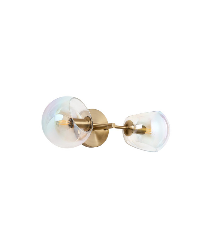 Maspeth Wall/Ceiling Light Double Cut Glass 2 x E14 Antique Gold/Iridescent-4