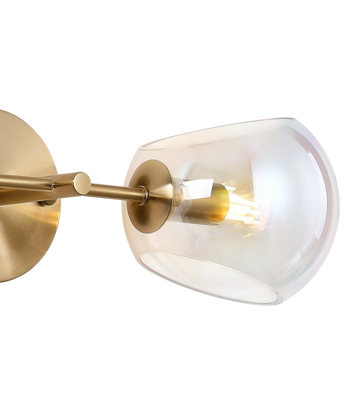 Maspeth Wall/Ceiling Light Double Cut Glass 2 x E14 Antique Gold/Iridescent-6