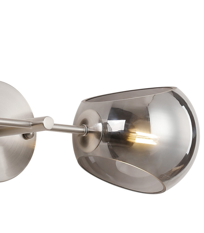 Maspeth Wall/Ceiling Light Double Cut Glass 2 x E14 Satin Nickel/Smoke-6