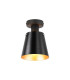 Greenport Ceiling Light 16cm x 14cm Shade 1 Light E27 Sand Black/Black/Gold Metal Shade-1