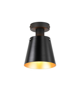Greenport Ceiling Light 16cm x 14cm Shade 1 Light E27 Sand Black/Black/Gold Metal Shade-1