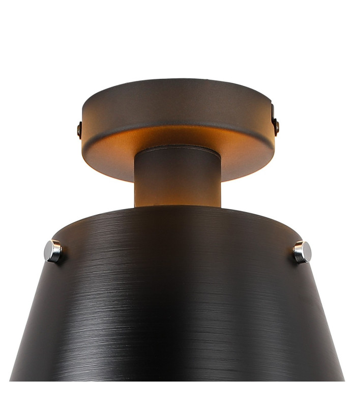 Greenport Ceiling Light 16cm x 14cm Shade 1 Light E27 Sand Black/Black/Gold Metal Shade-5