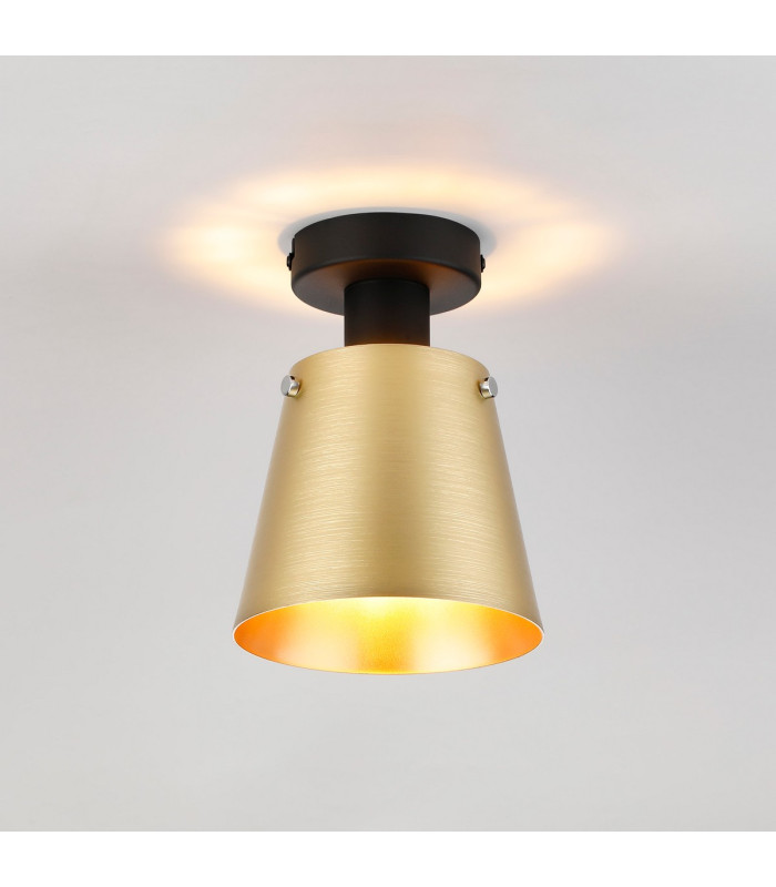 Greenport Ceiling Light 16cm x 14cm Shade 1 Light E27 Sand Black/Brass/Gold Metal Shade-3