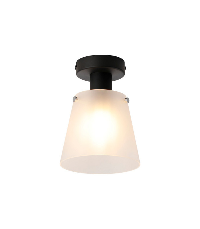Greenport Ceiling Light 16cm x 14cm Shade 1 Light E27 Sand Black/Frosted White Glass Shade-1