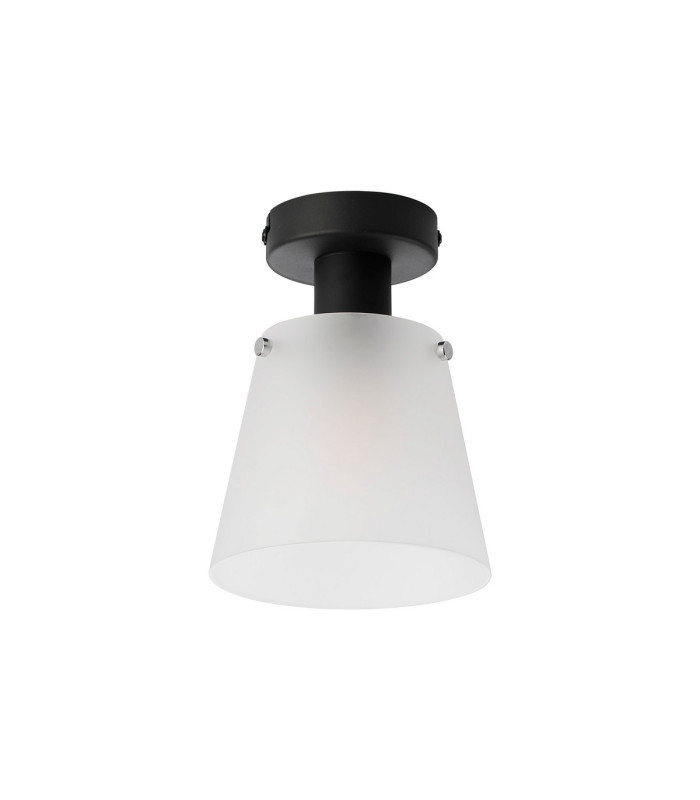 Greenport Ceiling Light 16cm x 14cm Shade 1 Light E27 Sand Black/Frosted White Glass Shade-4