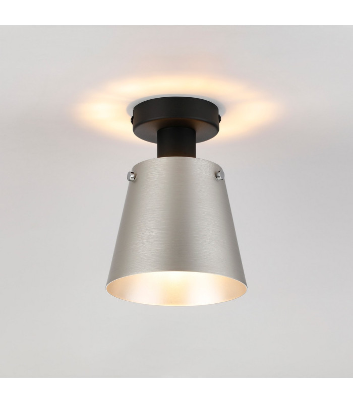 Greenport Ceiling Light 16cm x 14cm Shade 1 Light E27 Sand Black/Light Grey/Silver Metal Shade-3
