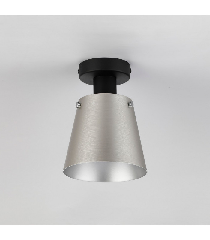 Greenport Ceiling Light 16cm x 14cm Shade 1 Light E27 Sand Black/Light Grey/Silver Metal Shade-7