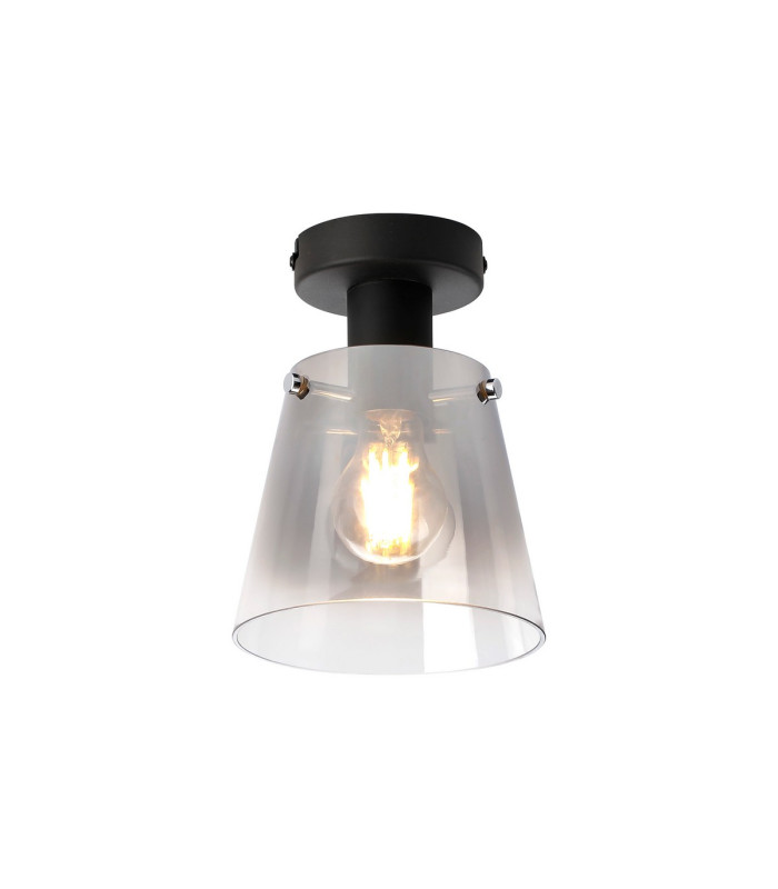 Greenport Ceiling Light 16cm x 14cm Shade 1 Light E27 Sand Black/Smoke Faded Glass Shade-1