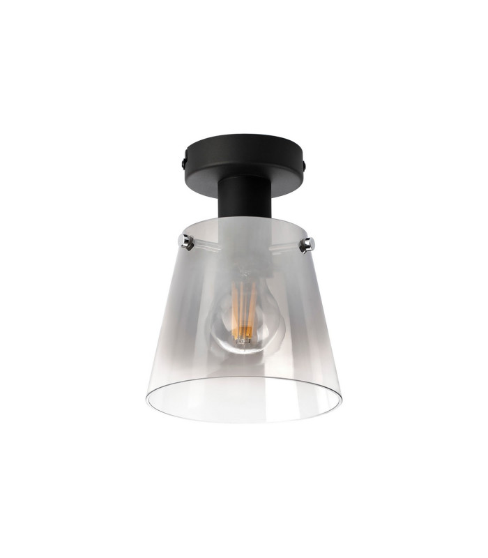 Greenport Ceiling Light 16cm x 14cm Shade 1 Light E27 Sand Black/Smoke Faded Glass Shade-4