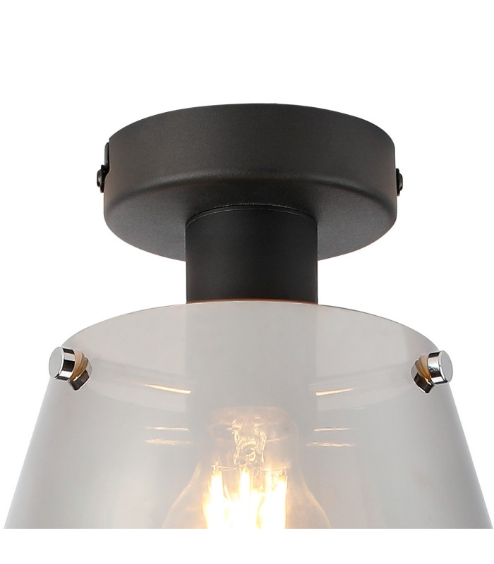 Greenport Ceiling Light 16cm x 14cm Shade 1 Light E27 Sand Black/Smoke Faded Glass Shade-5