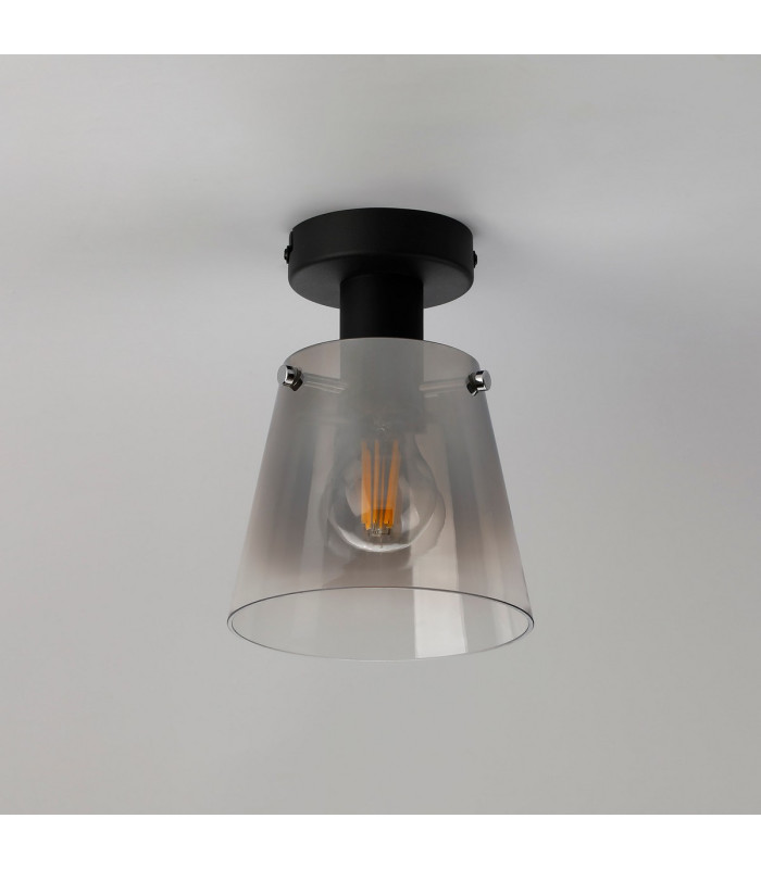 Greenport Ceiling Light 16cm x 14cm Shade 1 Light E27 Sand Black/Smoke Faded Glass Shade-7