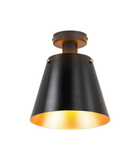 Greenport Ceiling Light 23cm x 18cm Shade 1 Light E27 Sand Black/Black/Gold Metal Shade-1