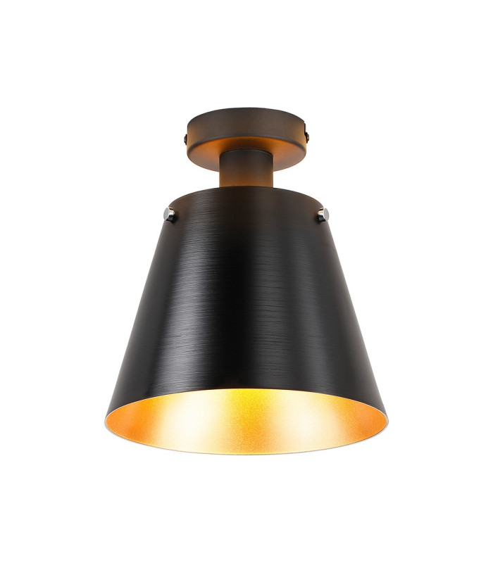 Greenport Ceiling Light 23cm x 18cm Shade 1 Light E27 Sand Black/Black/Gold Metal Shade-1