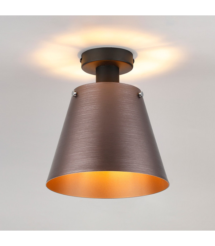 Greenport Ceiling Light 23cm x 18cm Shade 1 Light E27 Sand Black/Brown/Copper Metal Shade-3