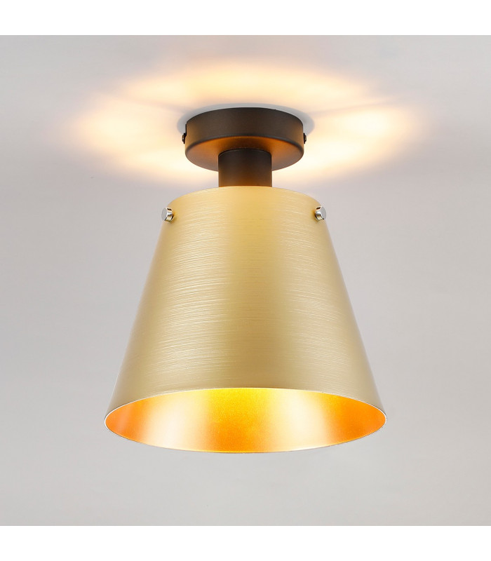 Greenport Ceiling Light 23cm x 18cm Shade 1 Light E27 Sand Black/Brass/Gold Metal Shade-3