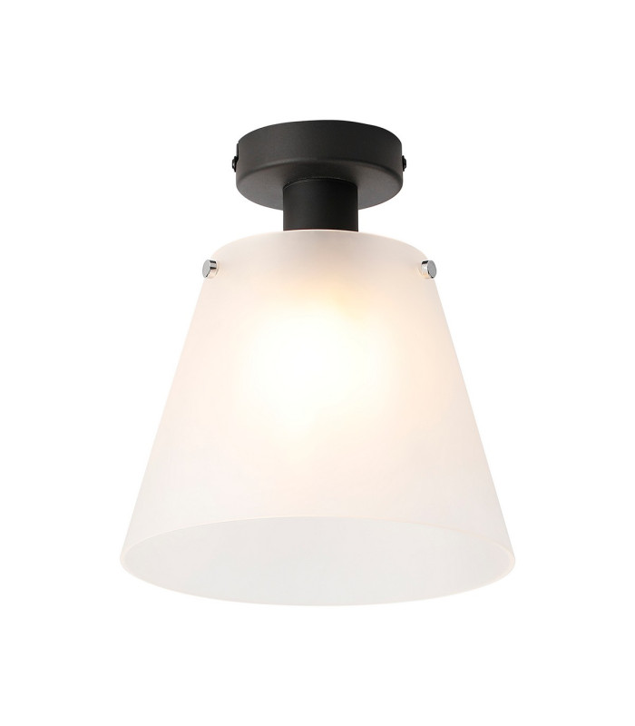 Greenport Ceiling Light 23cm x 18cm Shade 1 Light E27 Sand Black/Frosted White Glass Shade-1