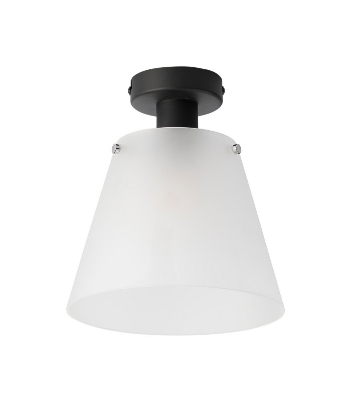 Greenport Ceiling Light 23cm x 18cm Shade 1 Light E27 Sand Black/Frosted White Glass Shade-4