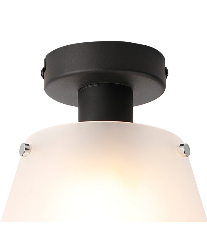 Greenport Ceiling Light 23cm x 18cm Shade 1 Light E27 Sand Black/Frosted White Glass Shade-5