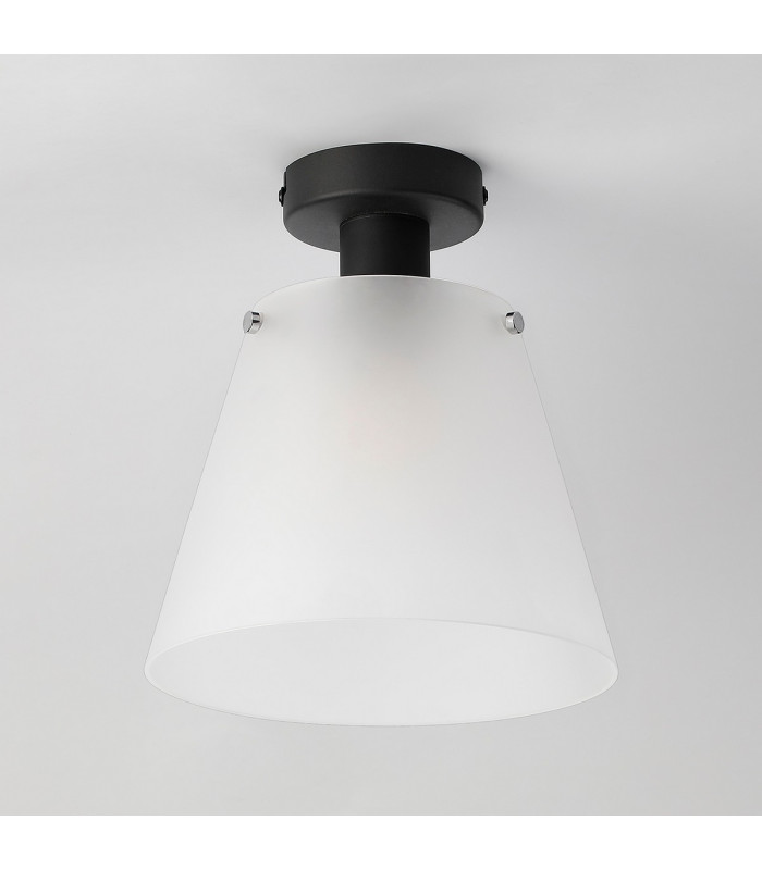 Greenport Ceiling Light 23cm x 18cm Shade 1 Light E27 Sand Black/Frosted White Glass Shade-7