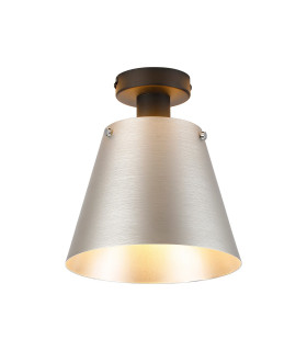 Greenport Ceiling Light 23cm x 18cm Shade 1 Light E27 Sand Black/Light Grey/Silver Metal Shade-1