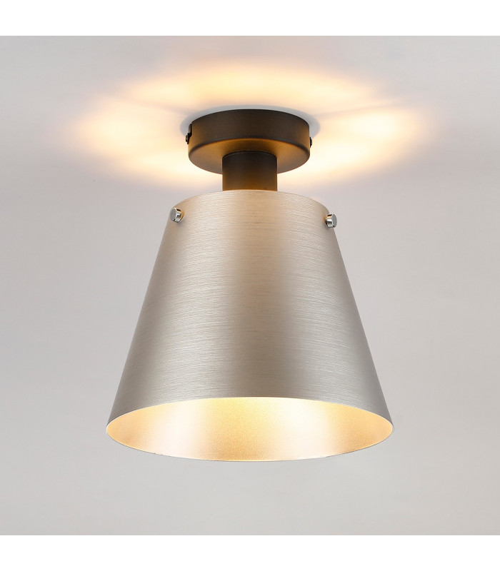 Greenport Ceiling Light 23cm x 18cm Shade 1 Light E27 Sand Black/Light Grey/Silver Metal Shade-3