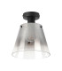 Greenport Ceiling Light 23cm x 18cm Shade 1 Light E27 Sand Black/Smoke Faded Glass Shade-4