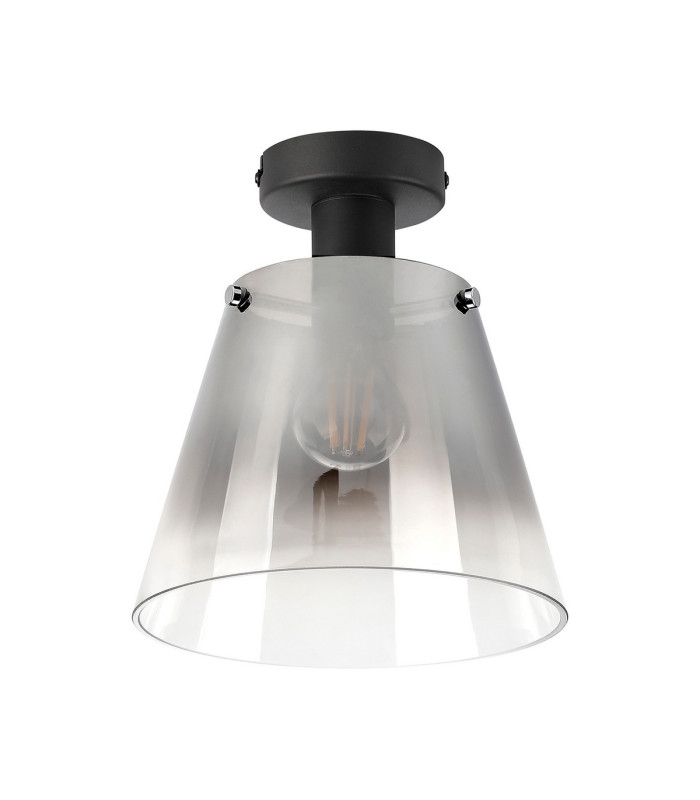 Greenport Ceiling Light 23cm x 18cm Shade 1 Light E27 Sand Black/Smoke Faded Glass Shade-4