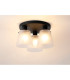 Greenport 38cm Round Ceiling Light 16cm x 14cm Shade 3 Light E27 Sand Black/Frosted White Glass Shade-3