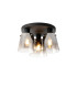 Greenport 38cm Round Ceiling Light 16cm x 14cm Shade 3 Light E27 Sand Black/Smoke Faded Glass Shade-1