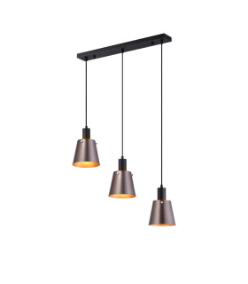 Greenport Linear Pendant 16cm x 14cm Shade 3 Light E27 Sand Black/Brown/Copper Metal Shade-1