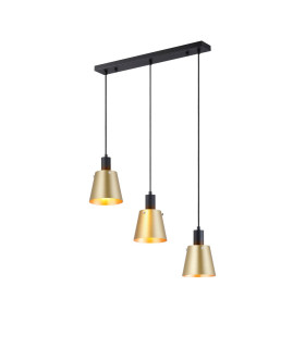 Greenport Linear Pendant 16cm x 14cm Shade 3 Light E27 Sand Black/Brass/Gold Metal Shade-1