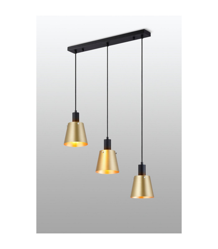 Greenport Linear Pendant 16cm x 14cm Shade 3 Light E27 Sand Black/Brass/Gold Metal Shade-3