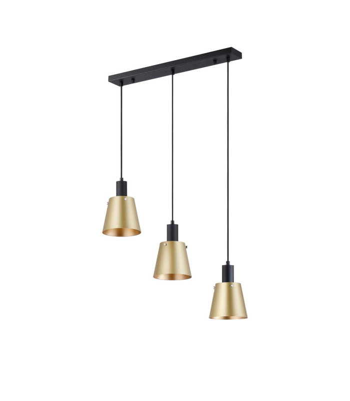 Greenport Linear Pendant 16cm x 14cm Shade 3 Light E27 Sand Black/Brass/Gold Metal Shade-4